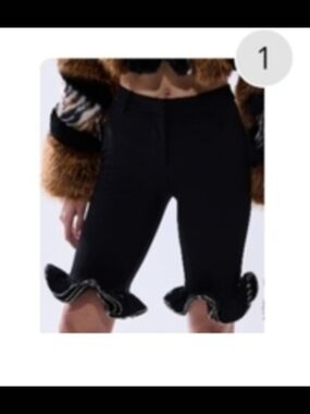 AKIRA Black Ruffle Hem Cropped Trousers